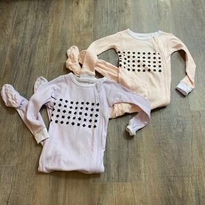 Nanit Smart Breathing Wear Pajamas 2 Pack Peach Lavender Purple 18-24 Months